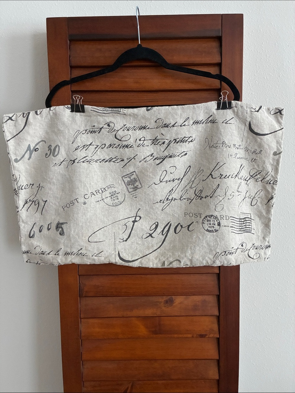 Pottery Barn Linen Script Print Lumbar Pillow Cover in Taupe and Black